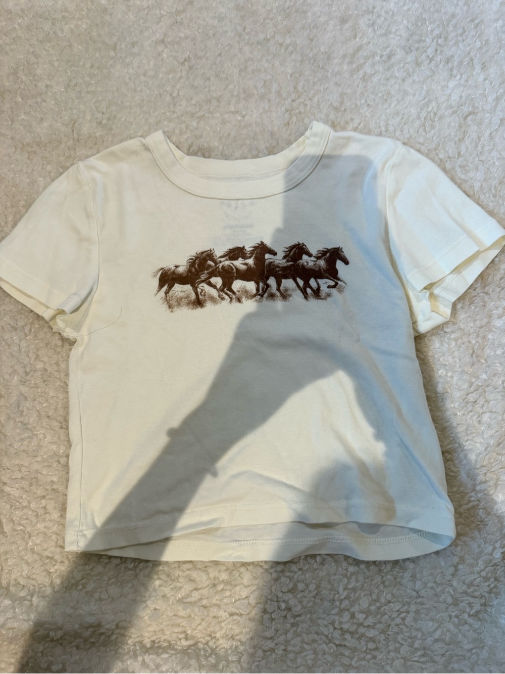 PacSun Cream Crop Tee with Brown Horse Graphic